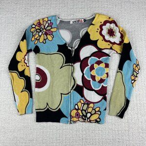 SMASH Vest Sweater Floral All over print Women Sz M Colorful print